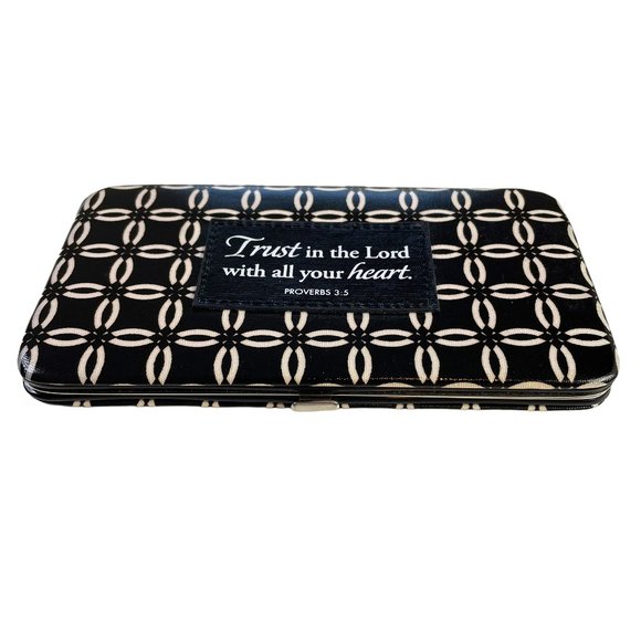 PROVERBS Scripture HardSided Clutch Wallet Toggle Lock ID Card Holder Zip Pouch - Picture 1 of 12